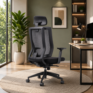 Chaise de bureau en tissu KINSHA MXA-01 avec hauteur réglable électriquement, design moderne, base pivotante et confort ergonomique - Product Image 1