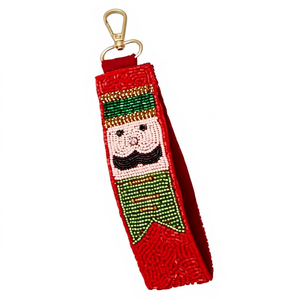 Handmade Beaded Nutcracker Adjustable Zipper Keychain Christmas Decorative Holiday <b>Bag</b> <b>Charm</b> Festive Gift for Women Girls Cute - Product Image 1