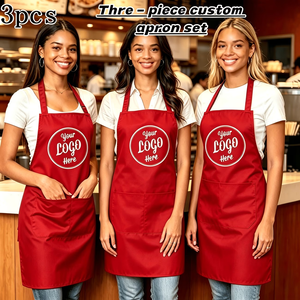 Custom Logo Apron Set 3 Piece Printed Kitchen Aprons Disposable Apron <b>Kit</b> for Cafe Bakery DIY Workshop - Product Image 2