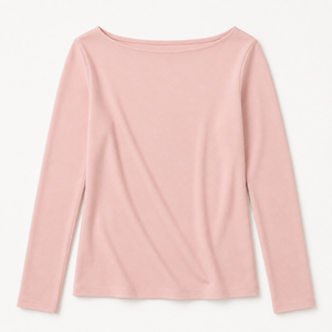 Haut à col rond et manches longues pour femme, minimaliste, élégant, décontracté, coupe ajustée, extensible, respirant, en jersey uni, chemisier basique tendance pour femme - Product Image 2