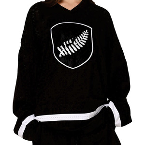 เสื้อเจอร์ซีย์อเมริกันฟุตบอลตาข่ายขนาดใหญ่ สีดำ สตรีทแวร์ ลายใบไม้ แขนยาว เสื้อกีฬา ระบายอากาศได้ดี โพลีเอสเตอร์ ยูนิเซ็กส์ สำหรับทีม - Product Image 4