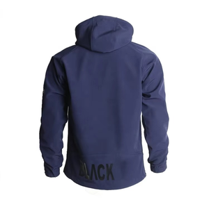 <b>Men's</b> Hooded Fleece <b>Jacket</b> Windproof Casual Outdoor Wear Solid Color Zipper Closure Polyester Shell Autumn Wear - Product Image 3