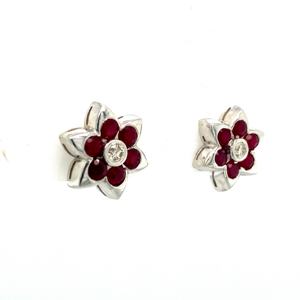 ต่างหูทับทิมออกแบบลายดอกไม้ที่เน้นเพชรเครื่องประดับสไตล์โบราณทำจากเงินสเตอร์ลิง925สำหรับผู้หญิงสำหรับงานแต่งงานเป็นของขวัญ - Product Image 2