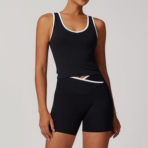Conjunto Deportivo de Cintura Alta para Mujer, Diseño Cruzado, Contraste de Color, Espalda Descubierta, Ajustado, Ropa de Yoga Color Piel para Correr y Fitness - Product Image 5