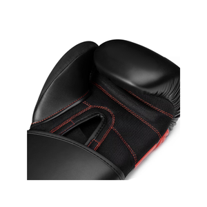 Black Leather Boxing Gloves With Red Accents <b>Velcro</b> Closure Breathable Design For Adult Training And Fighting - Product Image 6