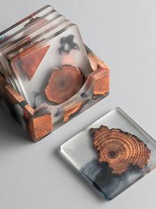 Ensemble de sous-verres décoratifs en résine avec motif en feuille d'or pour la décoration de table de salon moderne - Product Image 3