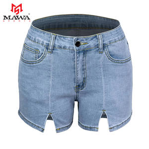 Shorts en jean déchirés taille haute pour femmes, vente en gros, logo personnalisé OEM, mode estivale - Product Image 1