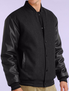 Venta directa de fábrica Chaqueta Varsity de cuero negra para hombre, chaqueta de moda para hombre, chaquetas Varsity para hombre - Product Image 2