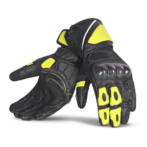 Factory Direct Genuine Leather Motorcycle <b>Gloves</b> with Polyurethane Coating Full Finger Hook Loop Closure Protective Moto Gear - Product Image 4
