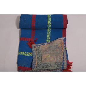 Couverture Kantha Gudri en coton indien faite à la main, style bohème vintage, jeté de lit réversible, couverture décorative pour la maison - Product Image 6