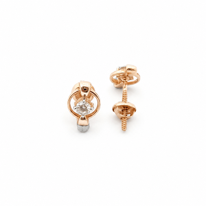Boucles d'oreilles clous torsadées en or rose 18 carats et diamants pour femme, finition polie, élégantes, pour usage quotidien, soirée, mariage, cadeau - Product Image 3