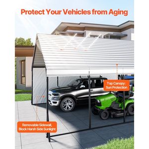 Tettoia per Auto in Metallo Resistente 20 x 20 Piedi con Telaio Robusto e Pareti Laterali Rimovibili, Garage Esterno con Tettoia Ombreggiante - Product Image 3