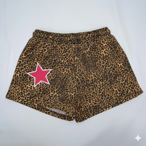 กางเกงขาสั้นผ้าถักลายเสือดาวสำหรับเด็กพร้อมตกแต่งดาวสีชมพู - Product Image 5