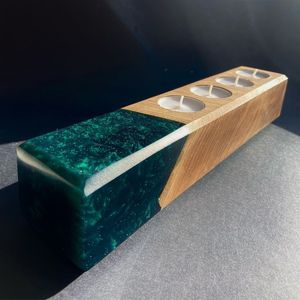 Portavelas de Madera Natural y Resina, Hecho a Mano, para Velas de Té, Centro de Mesa Decorativo para el Hogar, Regalo de Boda - Product Image 5