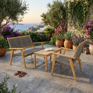 Woven cord <b>outdoor</b> furniture American pine plywood frame <b>Foldable</b> hotel furniture set Durable garden set modern - Product Image 6