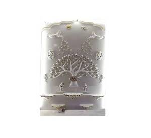 Best Price Indoor Polished Marble <b>Temple</b> Mandir Handmade Carved Design Square Shape Wooden Box Packing 4ft Height for Living - Product Image 3