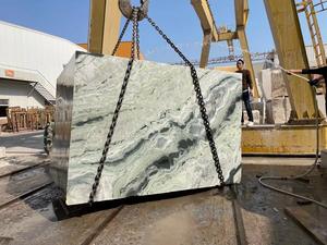 Bloque de Mármol Verde de Alta Gama, Losa de Piedra Natural con Vetas Oscuras, Diseño Moderno y Duradero para Decoración de Pisos de Sala de Estar - Product Image 3