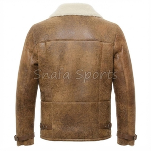 Abrigo Largo de Cuero Genuino Marrón para Hombre con Forro de Piel, Cálido para Invierno, Corte Ajustado, Chaqueta de Piel de Oveja - Product Image 2