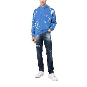 Sweat-shirt à capuche en molleton de haute qualité pour homme, manches longues, effet usé, nouveau design, couleur unie - Product Image 5