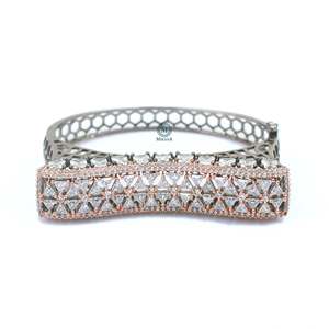 Kia CZ Designer Brass Bangles with Zircon Diamond & Ruby-Trendy Wedding & Party Jewelry - Product Image 3