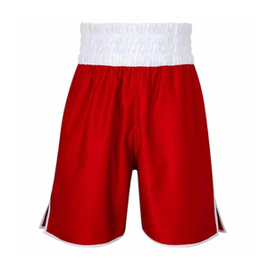Shorts de boxe unisexe noirs avec ceinture rouge, logo extensible sur le devant, séchage rapide, 220g polyester, ajustés, durables, pour arts martiaux - Product Image 2
