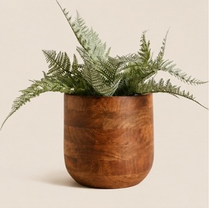 Macetero Artesanal de Madera Maciza de Mango para Plantas de Interior, Maceta de Madera para Decoración de Hogar y Oficina, Florero Decorativo de Madera - Product Image 1