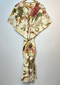 Nuevo Kaftán Naaz Textile con Estampado Animal, Cuello en V, Cordón Ajustable, Manga Corta, Corte Evase, Estilo Indio, 100% Algodón, Encaje, Largo Completo, para Mujer - Product Image 6