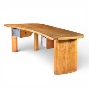 Escritorio de Oficina Moderno de Madera Maciza, Mesa de Escritura con Forma Orgánica y Cajones, Escritorio de Estudio - Product Image 5