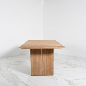 Table de salle à manger de jardin en teck en gros, base à double socle à lattes, mobilier de patio, directement de l'usine, importateur FCL, style Indonésie Bali - Product Image 3