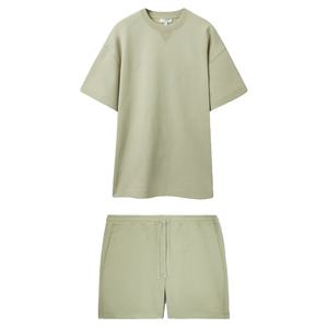 Ensemble chemise et short pour hommes de qualité supérieure lavé à l'acide épaule tombante coton t-shirt et ensembles courts de haute qualité pour hommes - Product Image 4