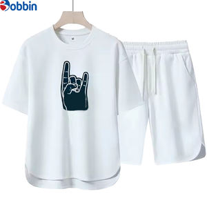 ชุดลำลองแบบ unisex สวมใส่สบาย พิมพ์ลายเรียบง่าย เสื้อยืดไซส์ใหญ่ ชุดเซ็ตใหม่ คอลเลคชั่นฤดูร้อน ชุดจ็อกเกอร์ผู้ชายสั่งทำพิเศษ ระบายอากาศได้ดี - Product Image 2