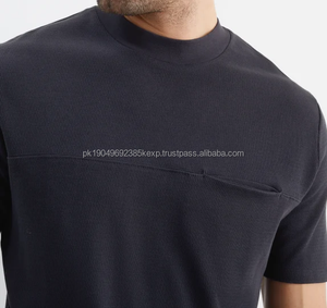 Camiseta de Moda para Hombre de Alta Calidad con Cuello y Bolsillo, Camiseta Extra Grande con Cuello Alto Simulado - Product Image 4