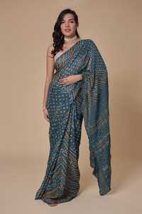 Sari de Diseño Puro Chinnon Bandhani Rai Dana con Tela Suave y Elegante para Bodas y Festividades - Product Image 3