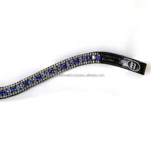 Cristaux ronds magnifiquement fabriqués à la main avec de petits cristaux en cuir noir personnalisé bande de front de cheval en plein cob sur la taille - Product Image 5