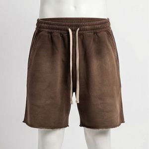 Pantalones Cortos Deportivos de Baloncesto para Hombre, Estilo Urbano, Holgados, de Algodón Pesado, con Lavado Vintage, Tipo Jogger Cargo, con Cintura Elástica - Product Image 1