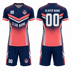 Conjunto de Camiseta de Fútbol Sublimada Personalizada para Hombre, Manga Corta, Cuello en V, Poliéster que Absorbe la Humedad, Ropa Deportiva para Adultos, Color Degradado - Product Image 1