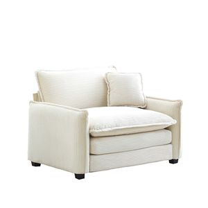 Divano singolo in velluto a coste beige con cuscino singolo, comodo per diverse occasioni - per soggiorno e camera da letto - Product Image 4