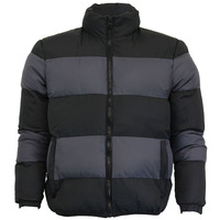 Blouson matelassé pour homme noir et gris à blocs de couleur, col montant, coupe-vent, fermeture éclair décontractée, rembourrage en polyester, vêtement d'hiver