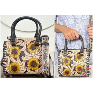 Bolso de Mano Pequeño de Cuero Vacuno de Alta Calidad, Hecho a Mano, para Mujer, Ideal para Gimnasio, Fin de Semana, Viajes y Equipaje - Product Image 1