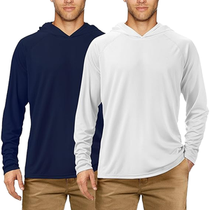 Chemise de pêche à manches longues pour garçons, à capuche, UPF 50, respirante, séchage rapide, unie, blanche, bleu marine, en polyester, pull-over - Product Image 6