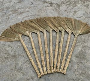 Handmade Natural Grass <b>Broom</b> <b>With</b> Long <b>Handle</b> - Durable Traditional Sweeping Brush For Indoor & Outdoor - Product Image 4