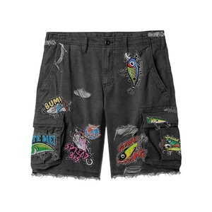 Manufacturer Custom Eco-Friendly Quick Dry Utility Pocket <b>Camo</b> Distressed <b>Cargo</b> Jeans Raw Edge <b>Men</b> <b>Cargo</b> Shorts Denim - Product Image 3
