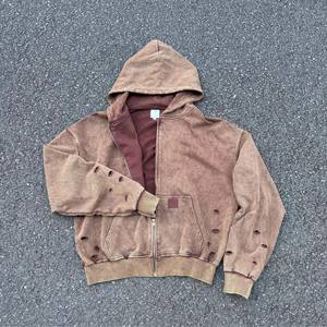 Nueva Sudadera con Capucha Personalizada para Hombre, Estilo Desgastado, Bordada, con Diseño de Agujeros, Oversize, Streetwear, Grunge, Pullover, Denim Desgarrado - Product Image 4