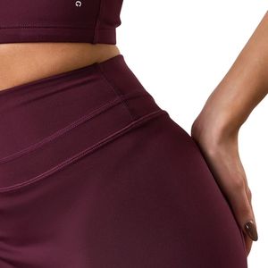 Burgundy Compression Legging Women High Waist Workout Tights Stretch Gym Yoga Pants Activewear Bottoms Daily Wear - Product Image 6