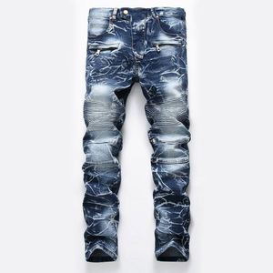 Jean en denim tie-dye coupe droite taille mi-haute délavé moyen en coton tricoté style vintage décontracté pour l'hiver et le printemps - Product Image 4