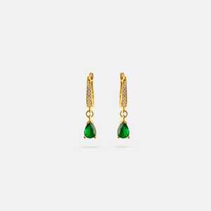 <b>Emerald</b> Green Pear <b>Drop</b> <b>Earrings</b> 925 Sterling Silver 14K Gold Plated Zircon Gemstone High Quality Jewelry for Women Party Gift - Product Image 6