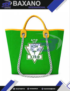 Bolsa de Lona Resistente Chi Eta Phi Sorority, Color Verde y Amarillo, con Correa de Cadena, Gran Capacidad, Alta Calidad, Bolsa de Moda CEPhi - Product Image 4