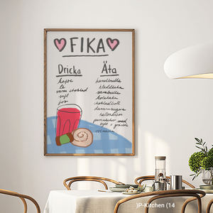 Impresión en lienzo para cocina, póster con ilustración de café y repostería Fika escandinava, obra de arte moderna para decoración de pared de cafetería - Product Image 3