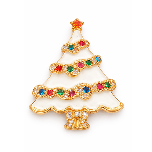 Broche en alliage de zinc avec strass en forme de sapin de Noël pour femmes, vente en gros en vrac - Product Image 4