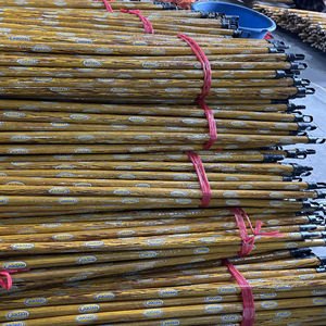 Mango de escoba de madera de eucalipto con revestimiento de PVC con textura de madera y logotipo impreso personalizado - Product Image 1